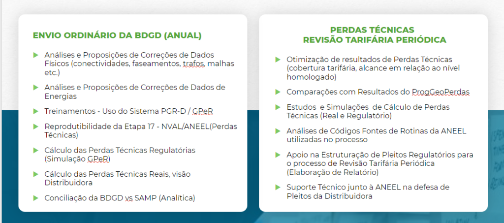 Diferenças entre serviços regulatórios Codex Utilities